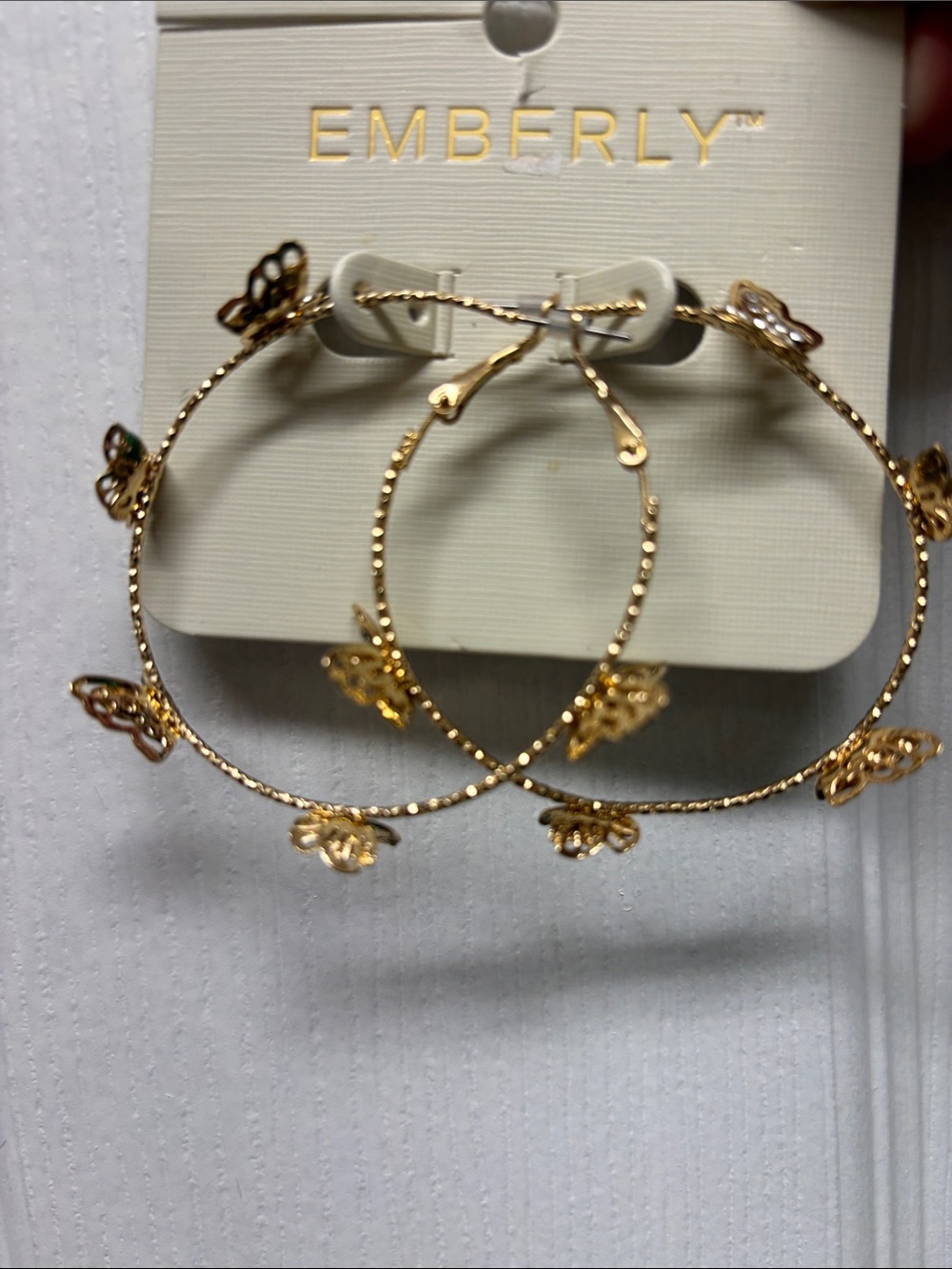 Emberly Gold Butterfly Hoop Earrings for Women